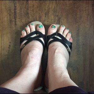 Black Size 9 Bass Leather Sandals